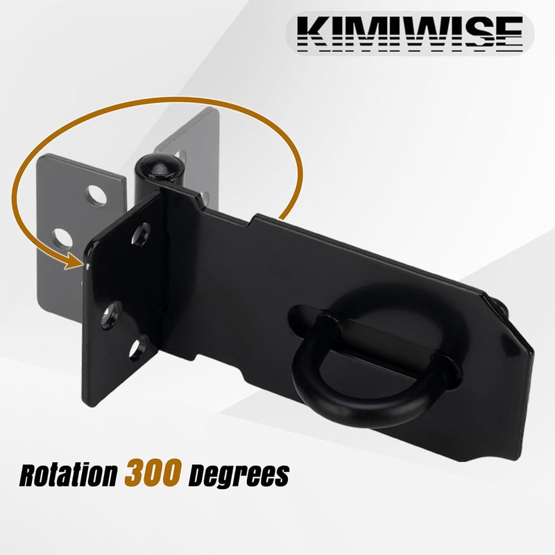 KIMIWISE 3 Inch Door Hasp Stainless Steel Hasp Latch, Heavy Duty Black Padlock for Fence Gates, Doors, and Cabinets, Brushed Surface Finish, 2 Pack - Image 4